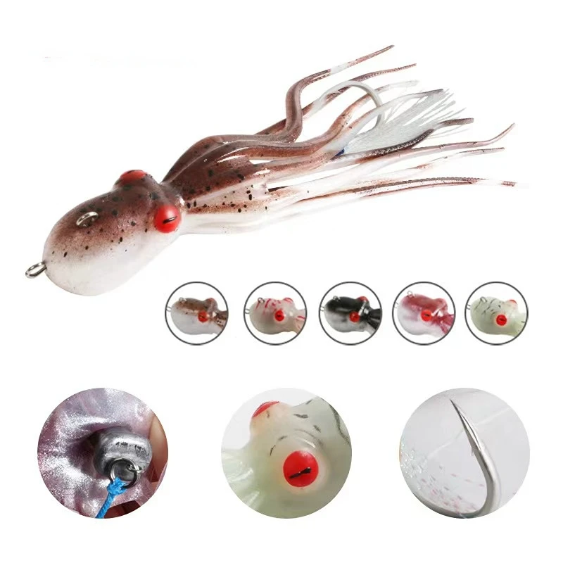 

ORJD 60g-200g Glow Fishing Soft Lure Octopus Calamar Pesca Sea Fishing Wobbler Bait Squid Jigs Fishing Lures Silicon