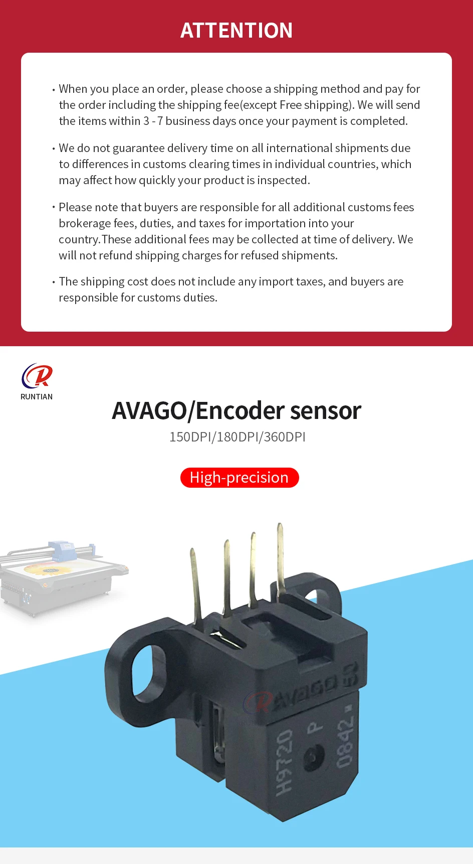 Original AVAGO Raster-Sensor H9730 H9720 H9740 Encoder-Sensor für UV-Drucker 180dpi 150dpi 360dpi Encoder-Leser – Detail 1