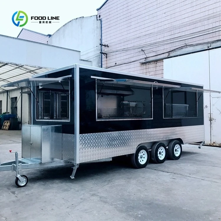 Mobile Food Van Cart Trailer China Mobile Restaurant Fiberglass Trailes De Comida Fruit Processing Plant Truck Fruit Big Wheels