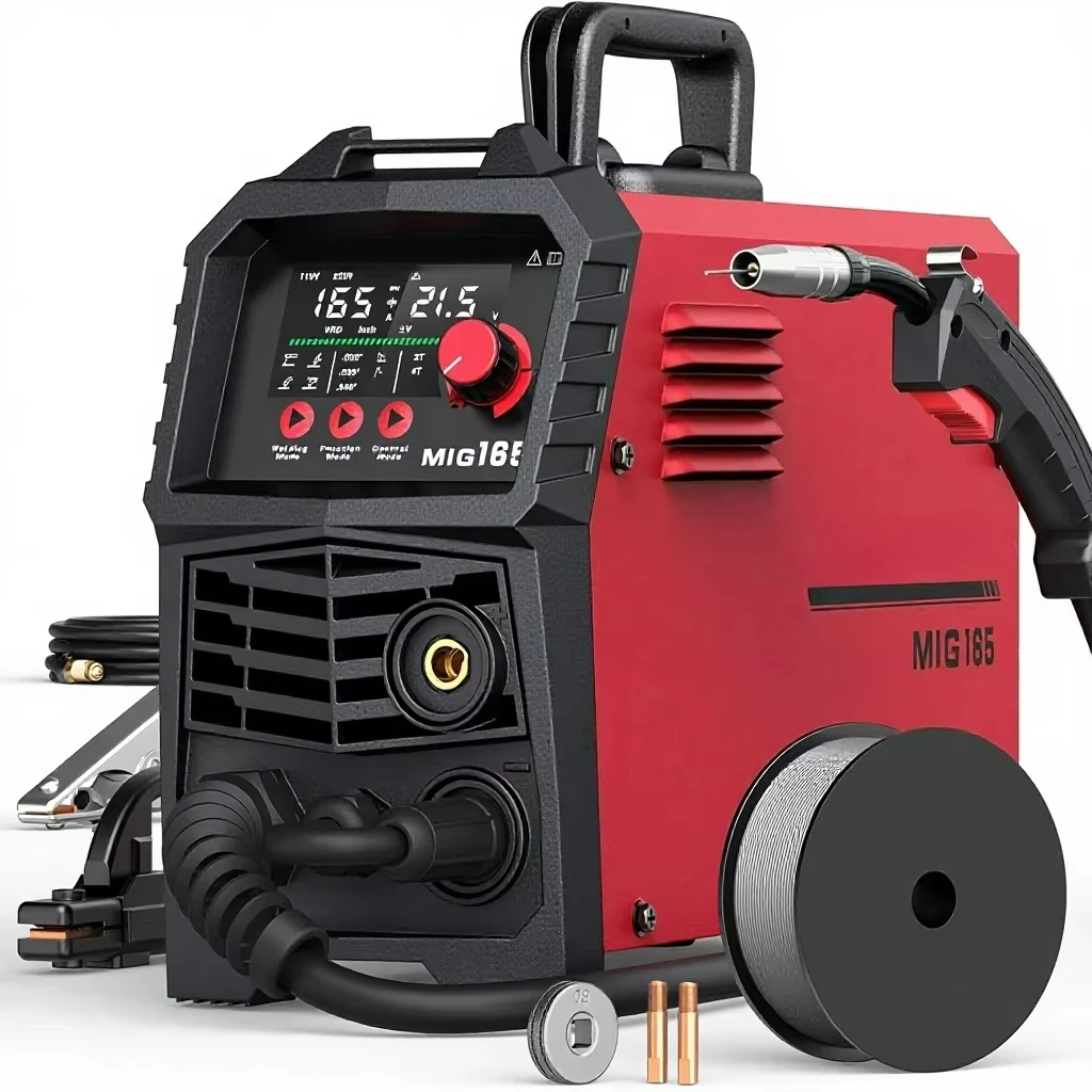 165A 110V/220V MIG/Lift TIG/Stick Welder with Large LED Display Gasless/Gas Option IGBT Inverter China 2025 Model