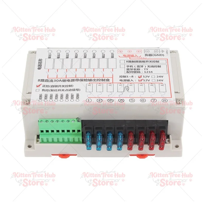 8-Way DC12V 30A Automobile Marine RV Fuse and Relay Box