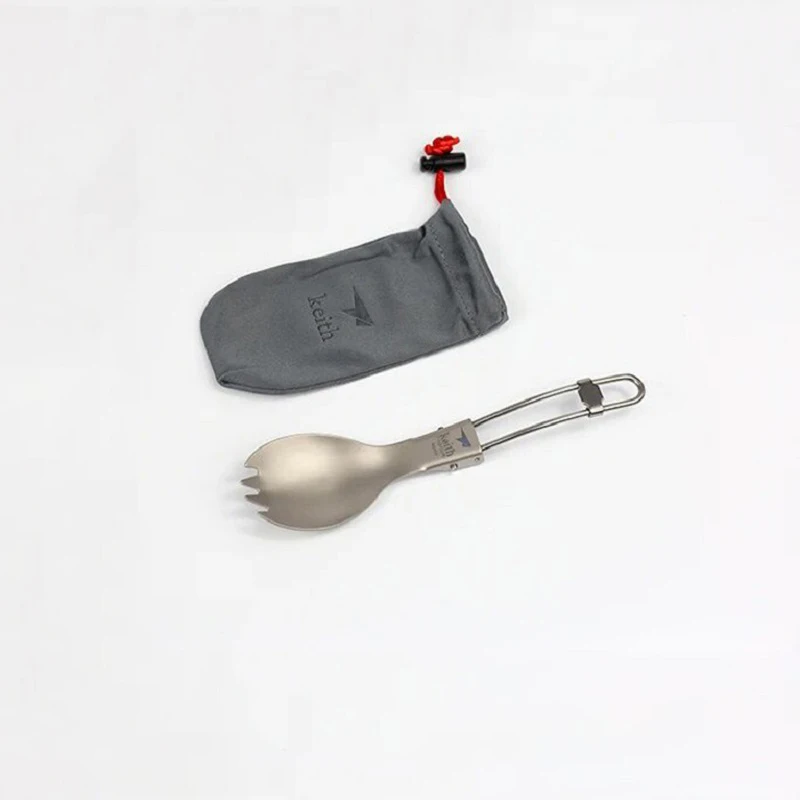 

Титановая посуда Keith, вилка, ложка, портативные, здоровые, легкие, складные столовые приборы для пикника на открытом воздухе Ti5301