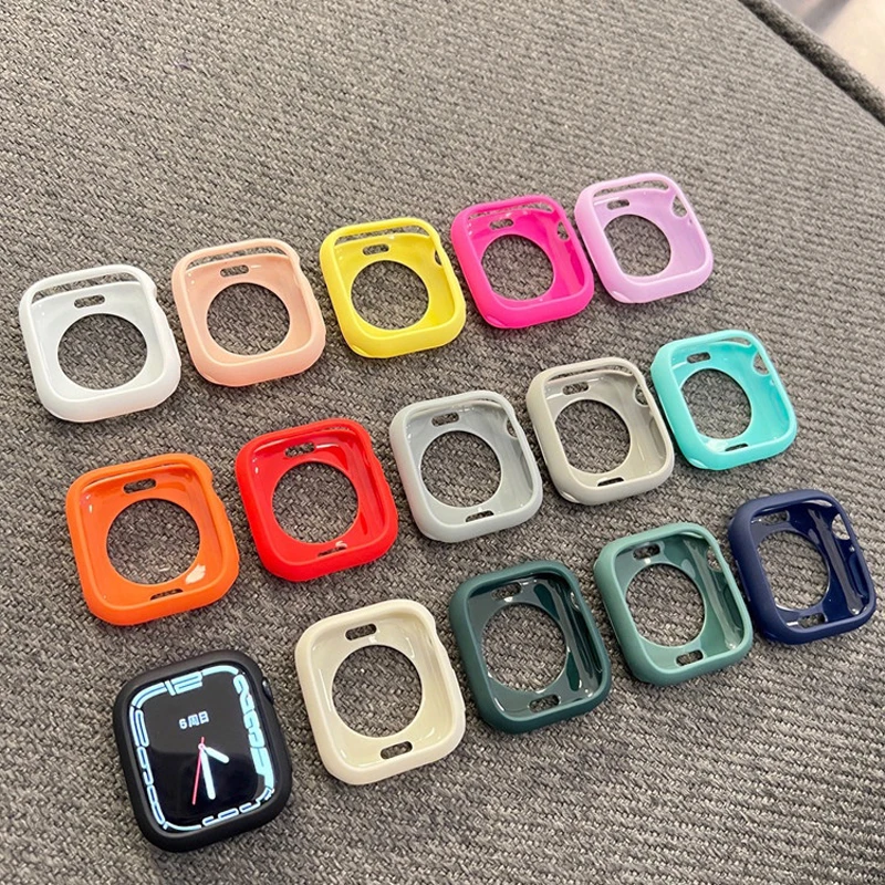 Soft Silicone Case for Apple Watch series 7 8 45mm 41mm Cover protector Shell iWatch SE 6 5 3 44mm 40MM 42MM 38MM accessories