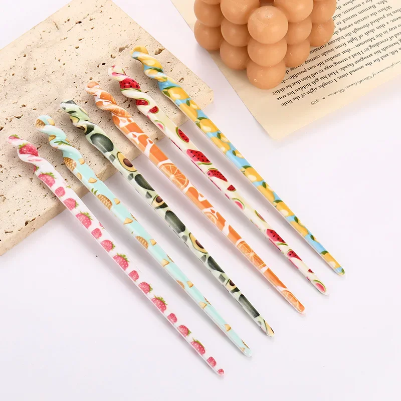 Vintage Chinese Style Hair Sticks Acetate Resin Chopstick Ponytail Holders Geometric Acrylic Hairpin for Women Hair Accessories