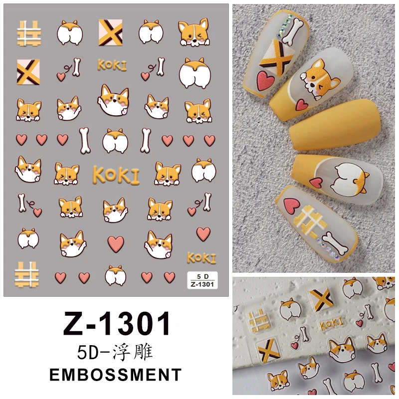 

5D Biscuit Corgi Nail Sticker Dog Cookie Bone Decor Nail Decals for Laptop Scrapbook Korean Stationery Girls Gift Nails Stickers