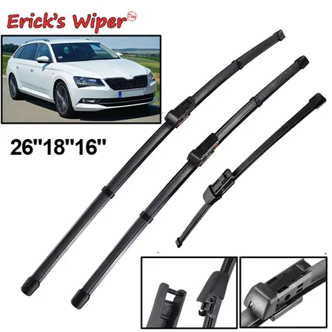 Erick's Wiper LHD Front & Rear Wiper Blades Set For Skoda Superb B8 Combi 2015 - 2023 Windshield Windscreen Window 26"18"16"