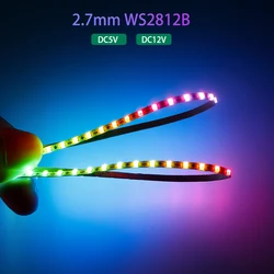 2.7mm WS2812B LED Strip Ultra Narrow 160Leds/M WS2812 Individually Addressable RGBIC Light Strip Dreamcolor DC5V/12V