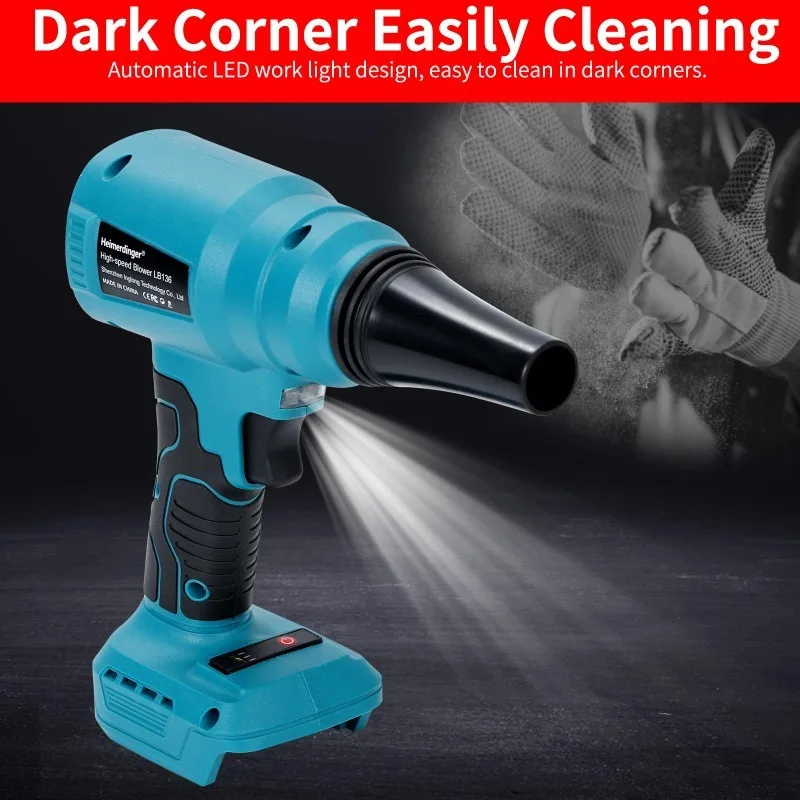 منفاخ Heimerdinger اللاسلكي 85000 دورة في الدقيقة - سرعة ستبليس، شفط 15000 باسكال، للتنظيف/الحيوانات الأليفة/الغبار (18-21 فولت تيار مستمر)، بدون بطارية #4