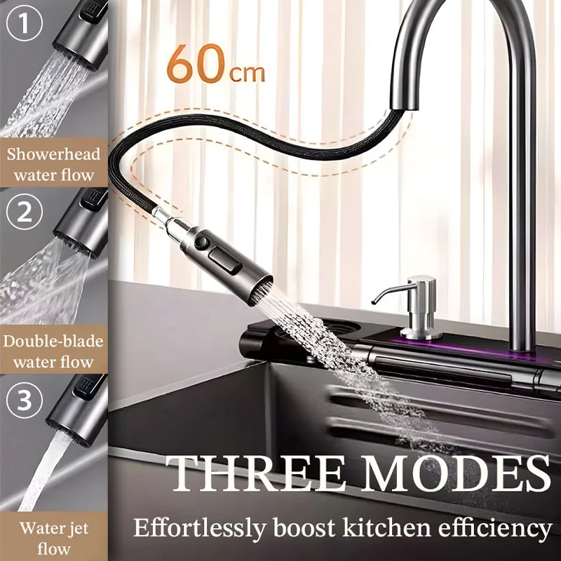 Large-capacity Stainless Steel Kitchen Sink in 304 Grade Slag Collection Net Intelligent Digital Display Cup Washer view 4