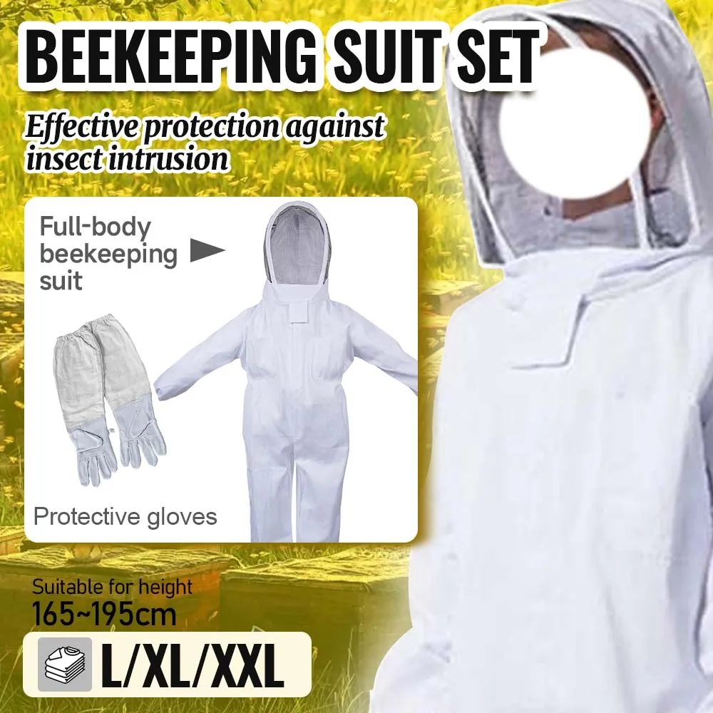 Professional Full Body Beekeeping Suit with Safety Veil & Gloves, Breathable Anti-StingBeekeeper Protective Clothing Unisex