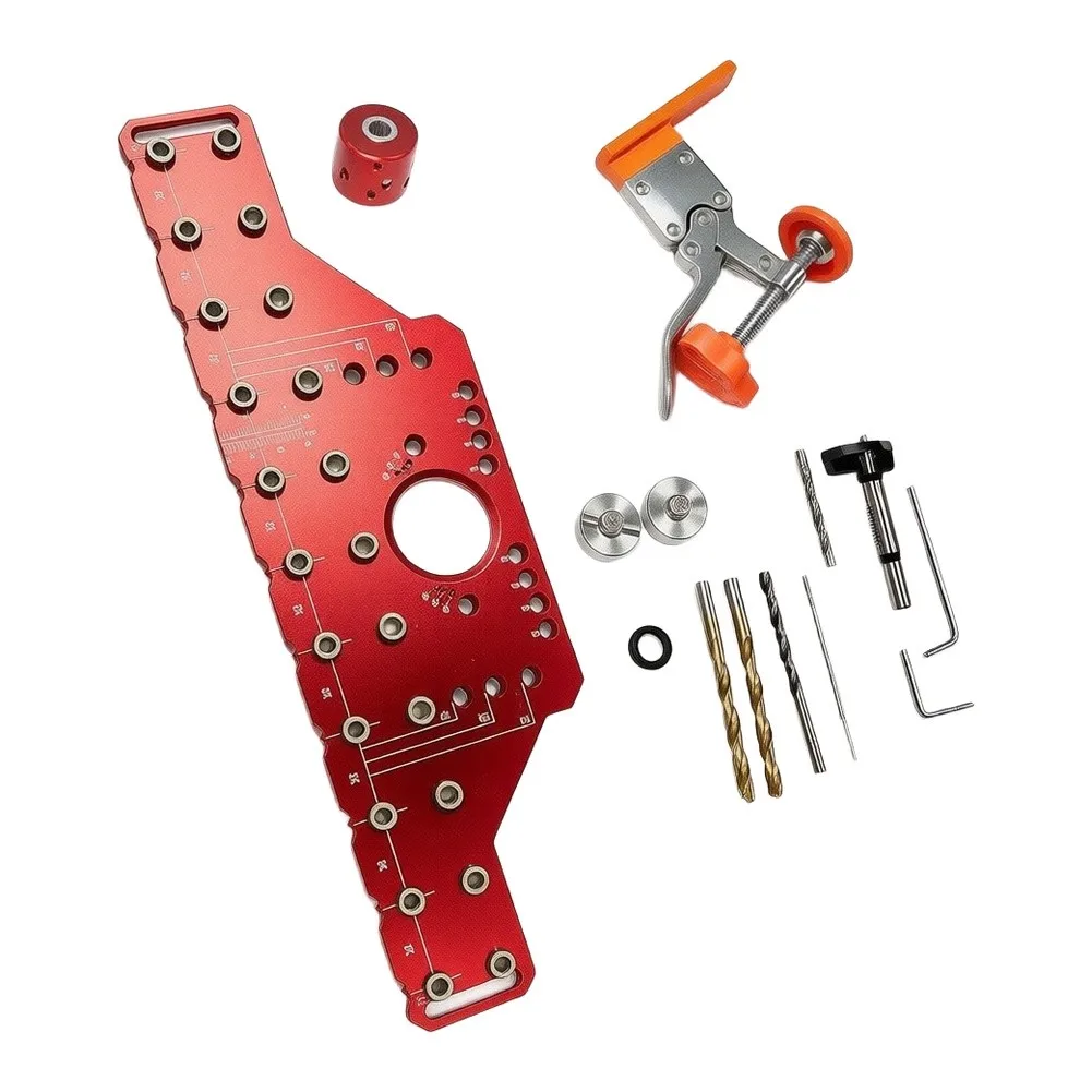Shelf Pin Jig And Hinge Jig Aluminum Alloy 2-in-1 Hole For Driller Set Shelf Pin Drilling Guide Jig Aluminum Pocket Hole Jig Kit
