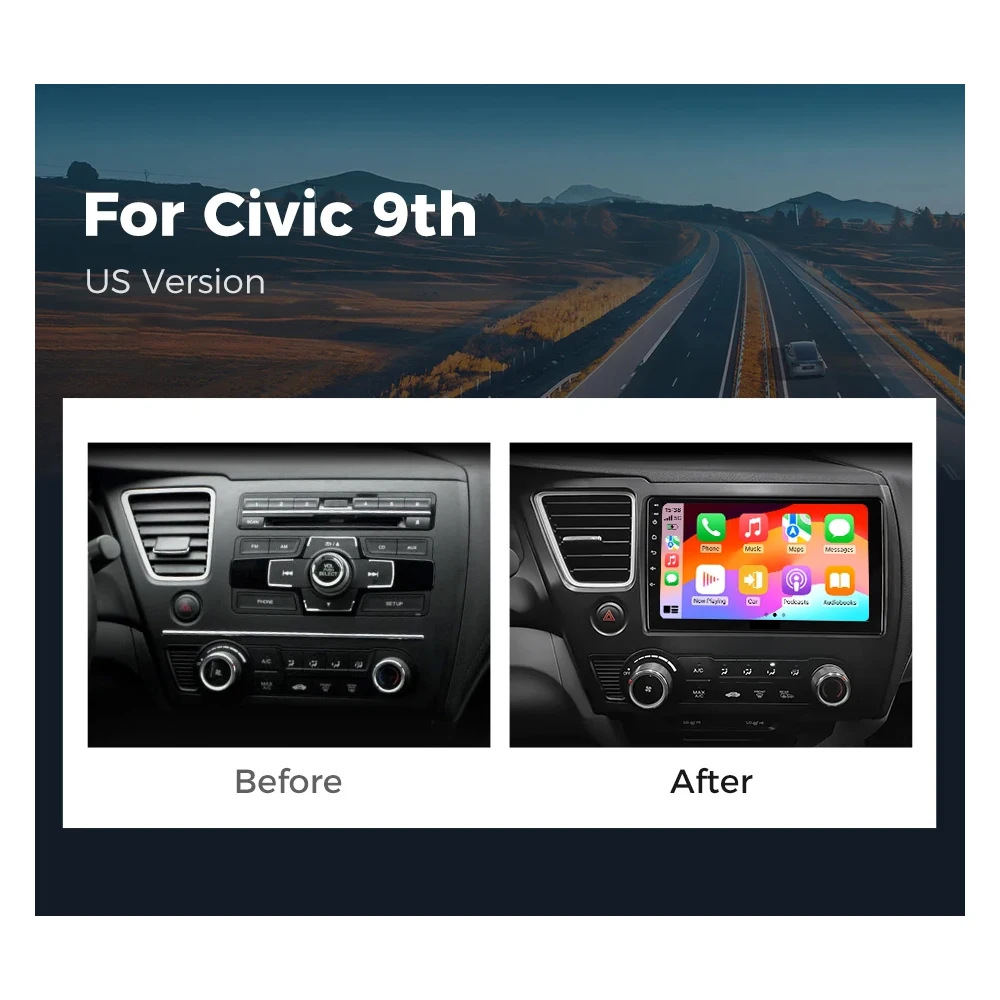 Android 16 CarPlay Auto Car Radio Multimedia navigation video Autoradio Stereo For Honda Civic 9 9th US Sender Coupe
