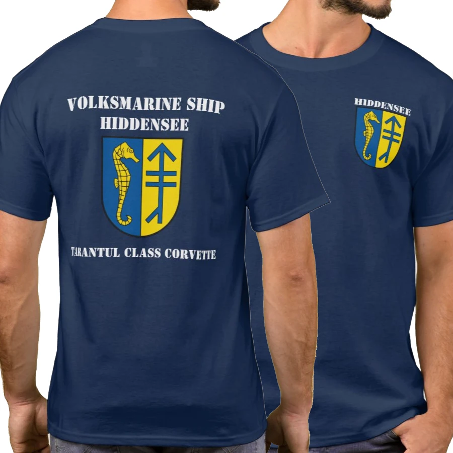 

Hiddensee East German Naval Tarantul I Class Corvette Badge T-Shirt 100% Cotton O-Neck Summer Short Sleeve Casual Mens T-shirt