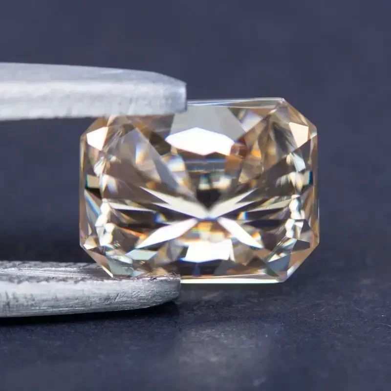 Moissanite corte radiante cor natural chá amarelo vvs1 com certificado gra para diy encantos contas jóias fazendo pulseira materiais