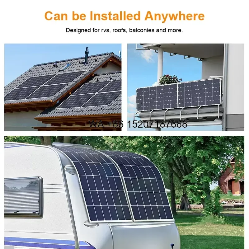Wmwmnu for Glory Solar GSS-100W 110W 18V Flexible Solar Panel 22% Efficiency for Balcony Garden RV Boat Yacht Power Station