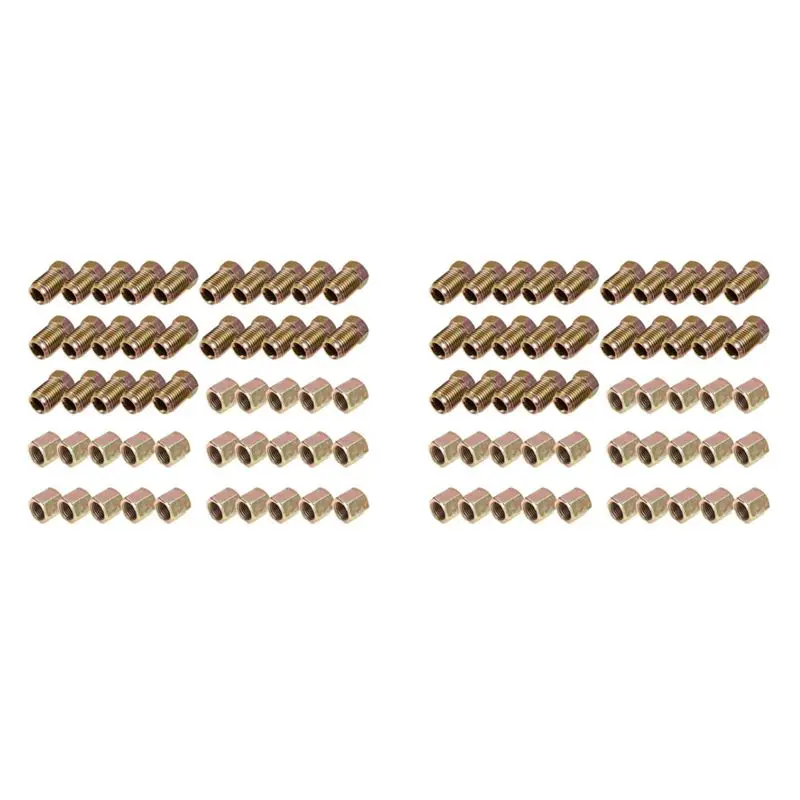 

AU28-100Pcs Male / Female End Union Brake Pipe Screw Nuts M10 X 1Mm 3/16Inch OD Copper Brake Tubes Line Pipe Fittings Metric