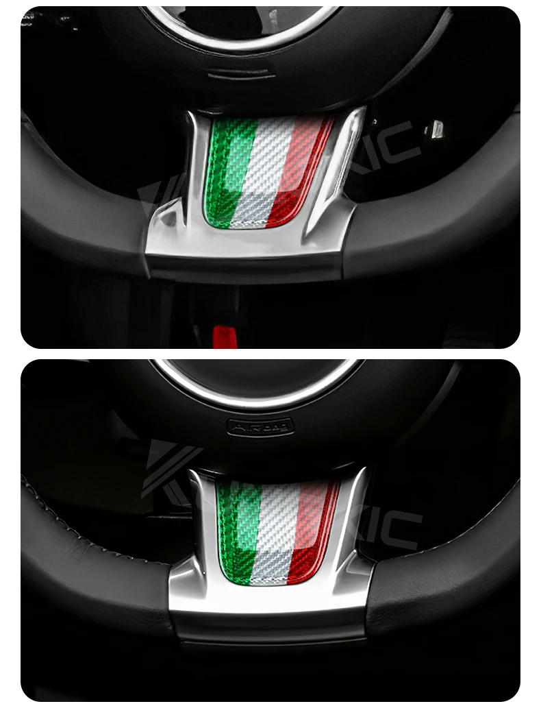 Echter Hartkohlefaser-Aufkleber für Abarth 595 Fiat 500 2020 2021 2022 2023 2024 Auto Tricolor Carbon-Verkleidung Innenraum-Zubehör – Detail 5