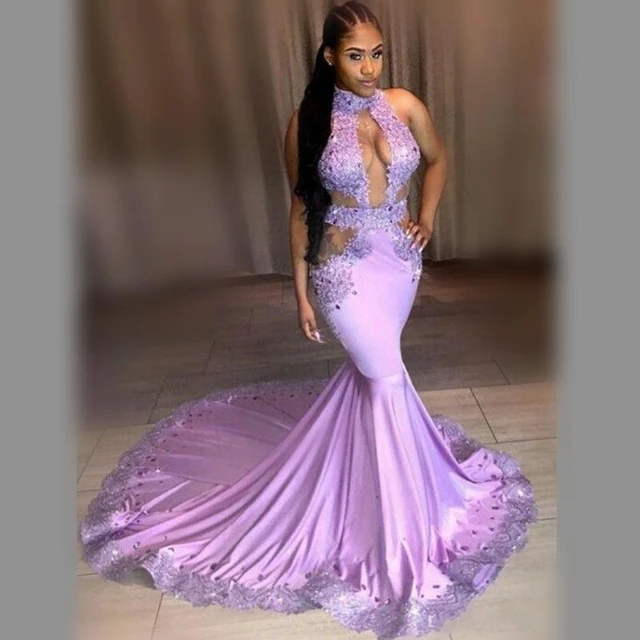 Mermaid high neck prom dress hot sale