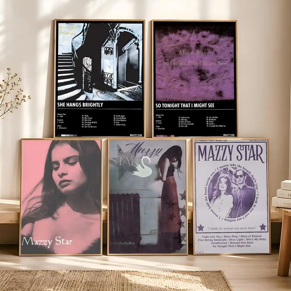 Rock Band M-Mazzy Star  Painting Calligraphy Vintage Aesthetic Poster Canvas Print Trendy High-Fashion Wall Decor