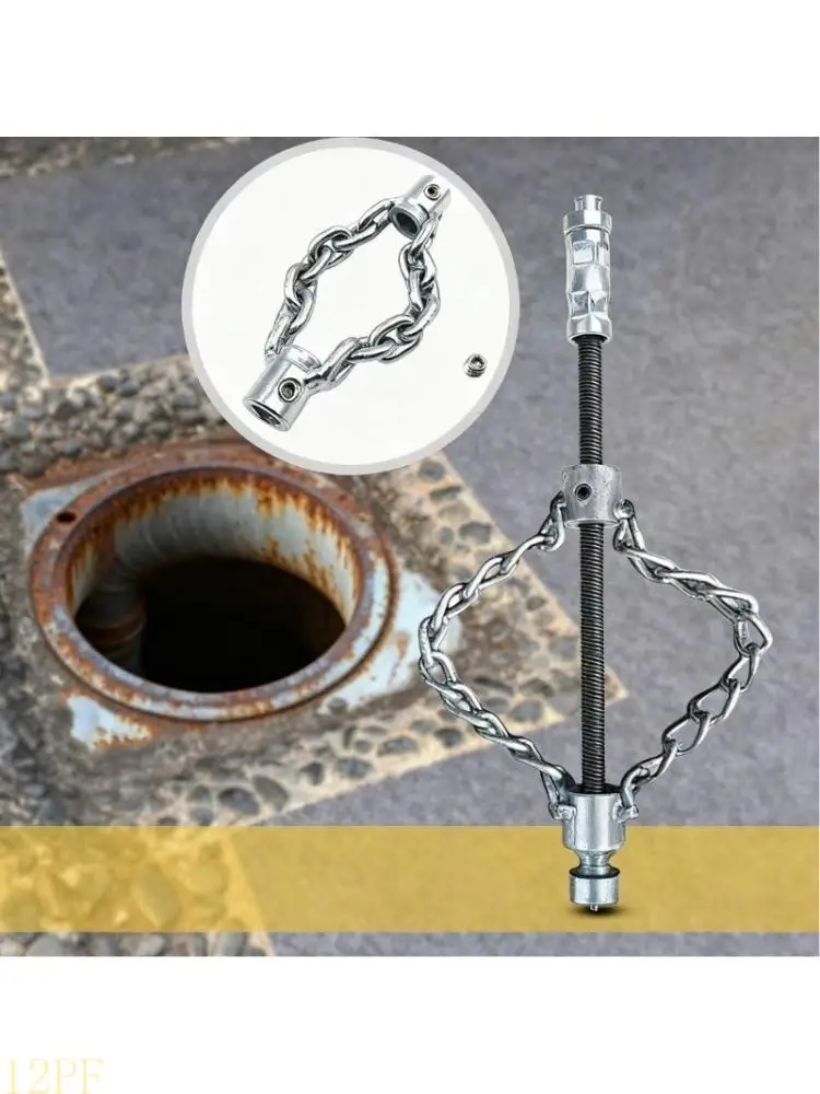 12PF Ergonomic Handle Pipe Cleaner Chain Tool Flexible Metal Shaft System Removes Grease Debris And Root From Drainage Pipe