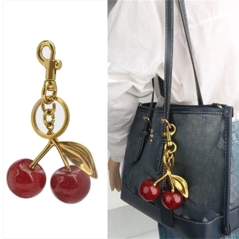 Moda śliczny pyszny brelok z czerwoną wiśnią letnie owoce wiśnie wisiorek brelok dla kobiet i mężczyzn biżuteria akcesoria do toreb prezent
