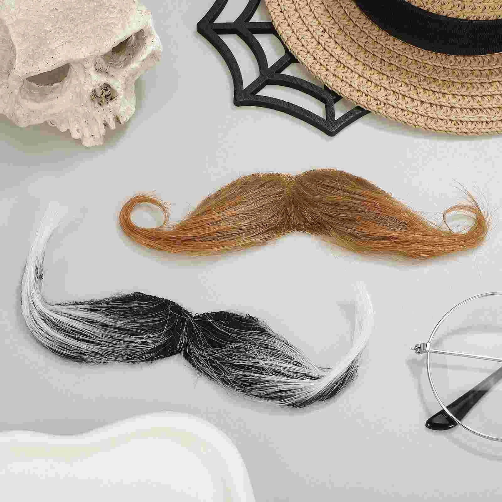 2 pezzi di barba finta per Halloween, uomo creativo, baffi, spazzola da manubrio per uomo decorativa