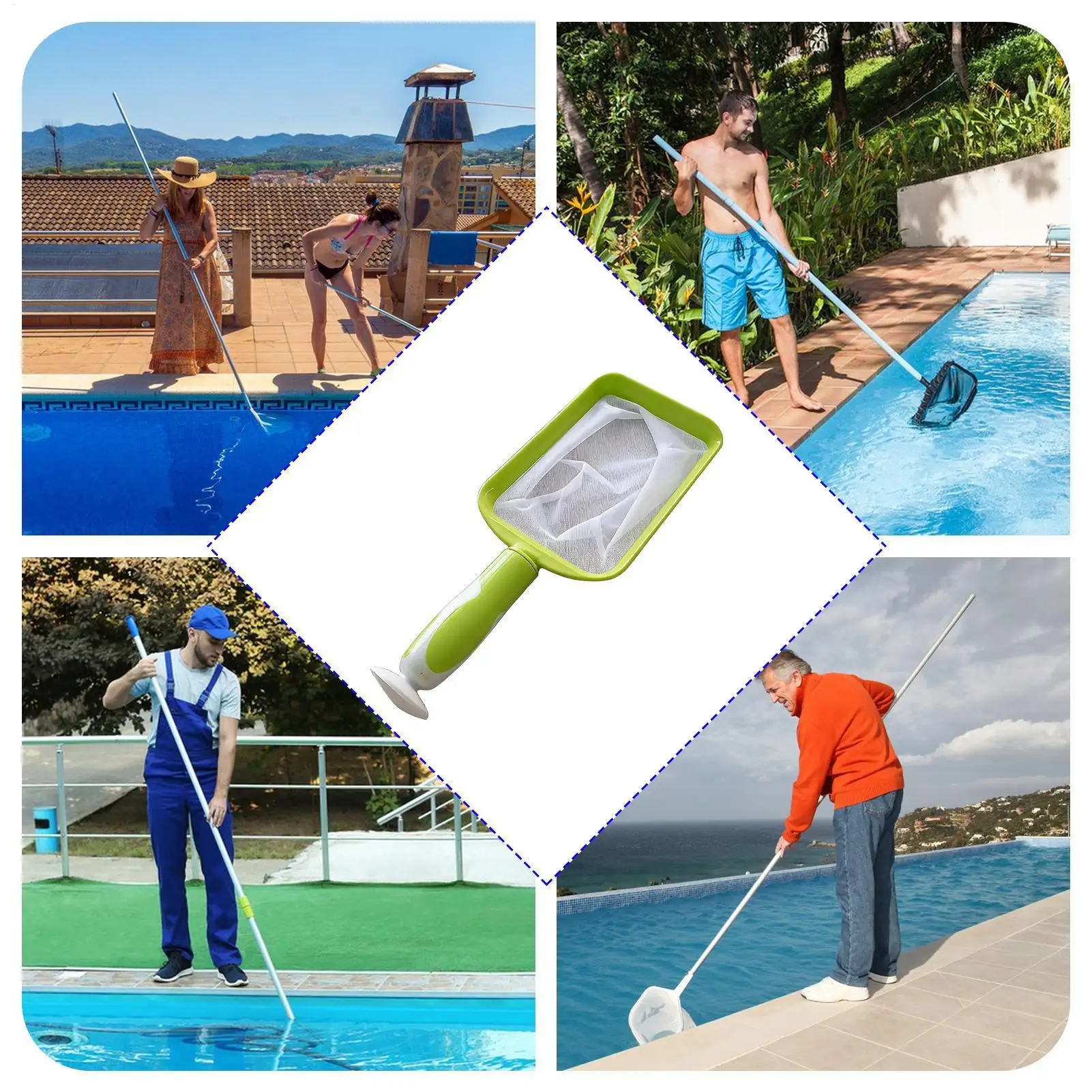 Handheld pool net with detachable handle for efficiently cleaning floating debris Fine Mesh Skimmer Scoop Pool Skimmer Net