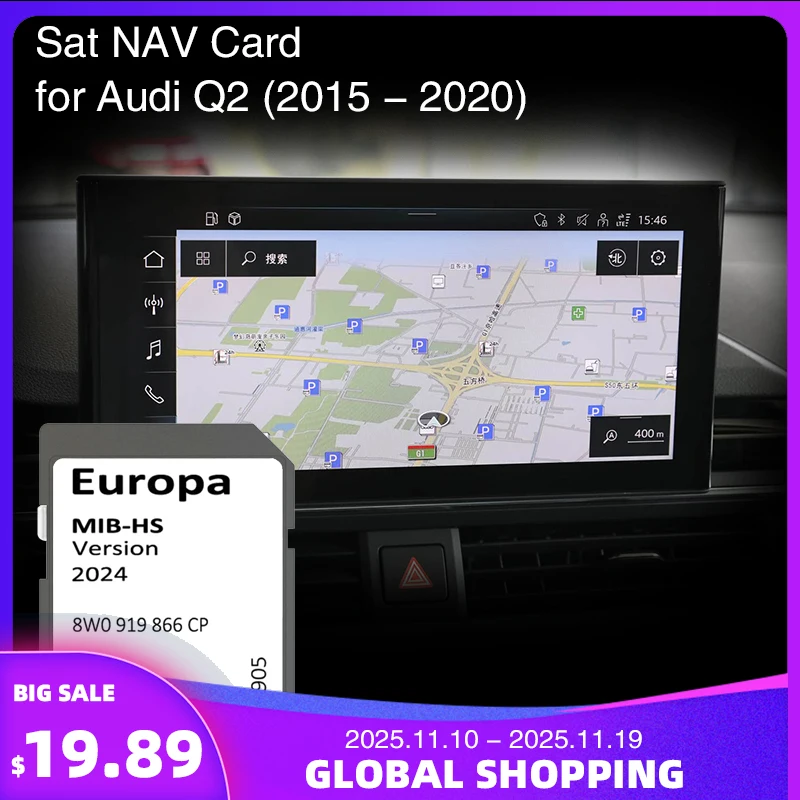

2024 Update Europe UK Maps 8W0919866CP for Audi Q2 2015-2020 Car SD GPS Card 16GB MHS2 MIB-HS Navigation