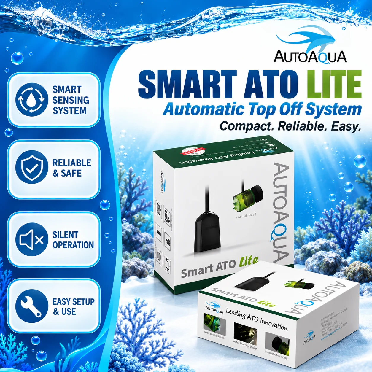 Aquarium Auto Top Off - AUTOAQUA Smart ATO Lite 110V-220V pengontrol