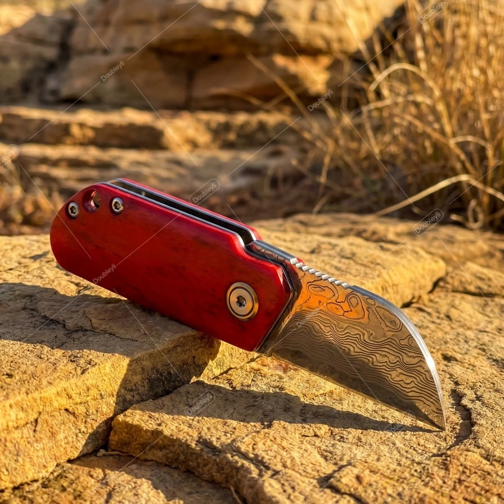 High-quality Lightweight Peeler Slicer Knife Practical Compact Folding Knife Damascus Folding Knife Portable Outdoor EDC Knife