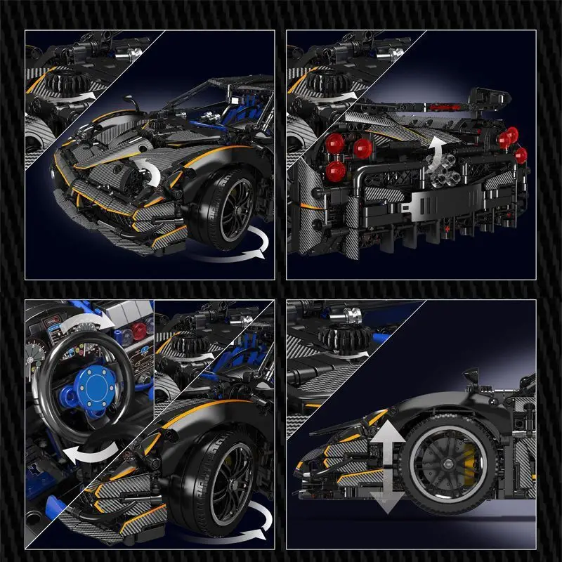 MouldKing 13182 Pagani Flower Black High-Tech Mechanical Set Edukacyjny Zestaw Klocków Mechanicznych Zabawka do Składania Prezent