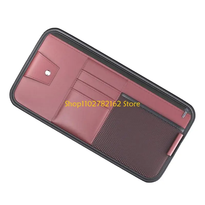 

547B Auto Sunshade Multiple Pocket Organize Sunglass Case Easy Installs Sunshade Organize Versatile Sunshade Storage