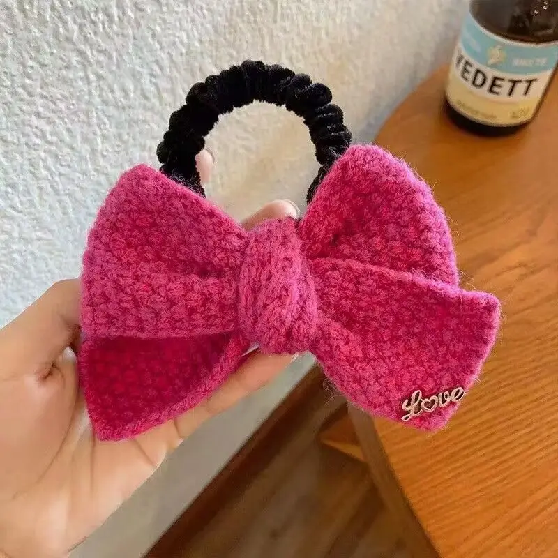 1 Fall/winter knitted bow for adult hair tie Hair tie hair circle hair tie sweet hair accessory