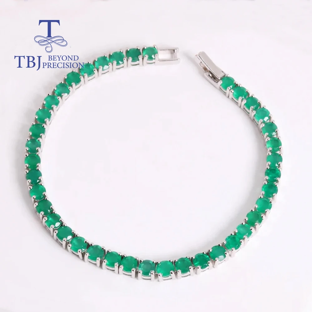 2026  Natural green agate 925 silver tennis bracelet for women and girl engagement & Banquet & birthday gift
