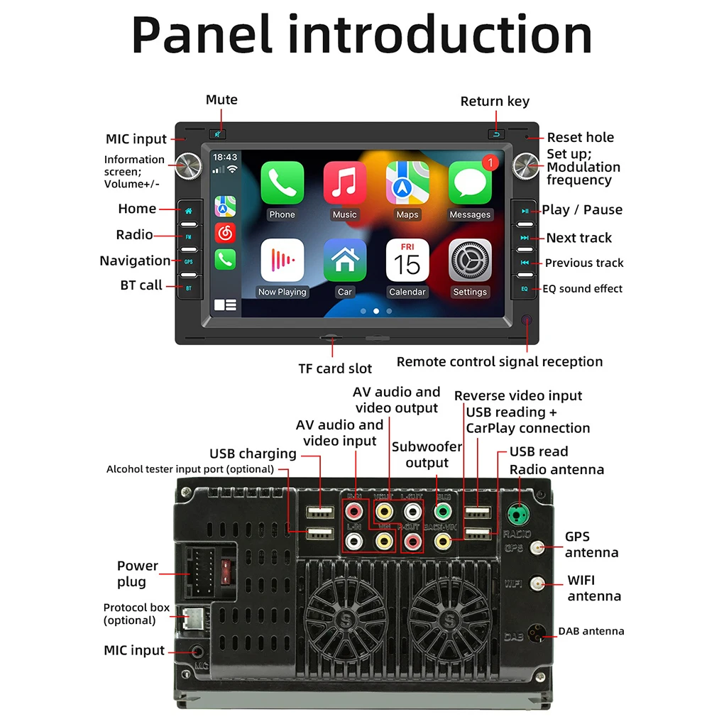 WiFi Car Radio G-PS Navigation Bluetooth FM RDS Radio Connection MIRROR LINK Navigation And WiFi 2+32G