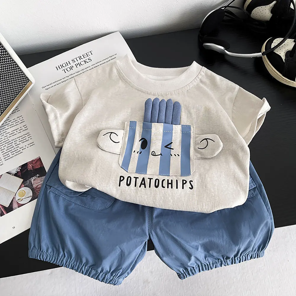 夏の赤ちゃん男の子服衣装セット幼児子供-tシャツトップ-ショートパンツスーツ-1t-2t-3t-子供男の子服ベビーセットコート