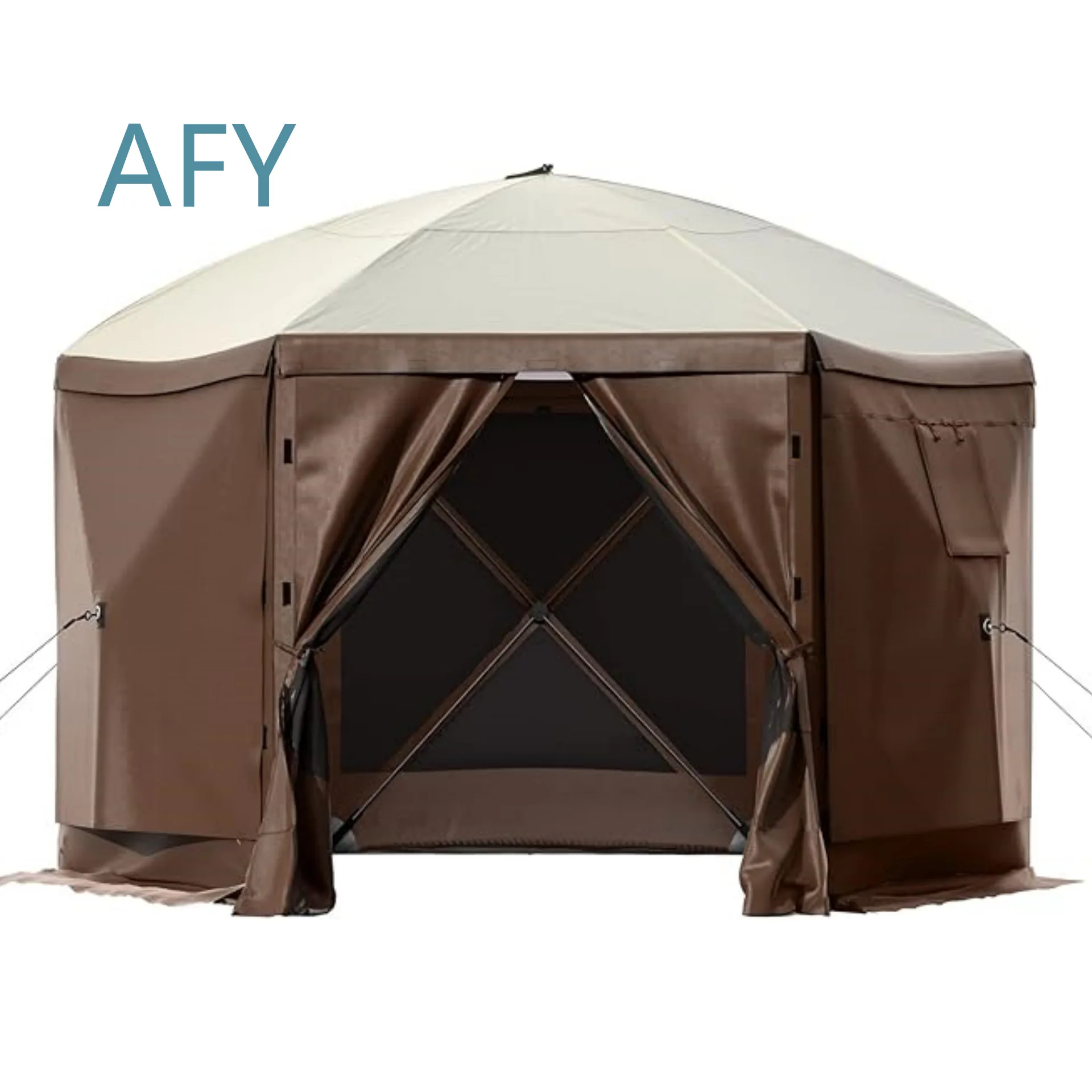 Hexagonal Outdoor Canopy Tent for Camping Hiking Picnic Shade Sun Protection Quick Setup Mesh Netting Waterproof UV Resistant