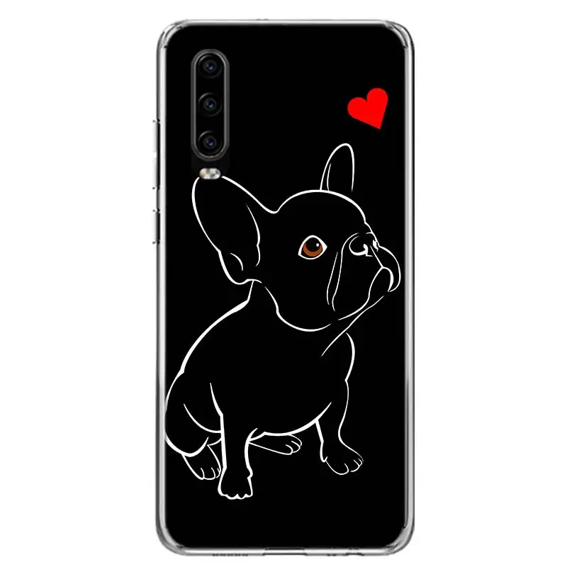 French Bulldog Black White Case Phone Cover for Huawei P30 Lite P40 P20 P10 Mate 10 20 Pro P Smart Z 2019 Y5 Y6 Y7 Y9S Trend Fun