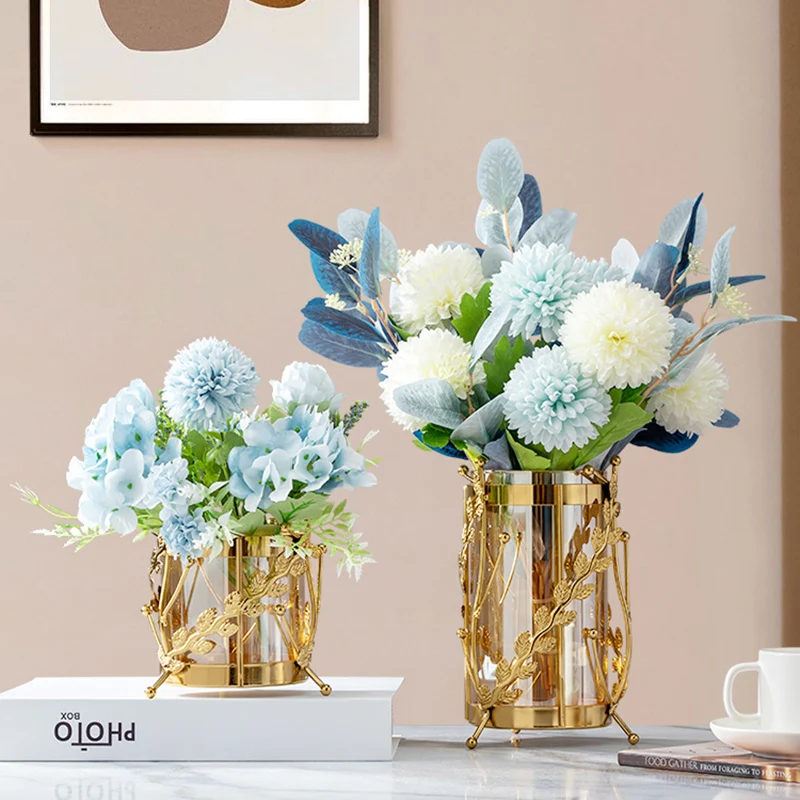 Electroplating Vase Glass Hydroponic Arrangement Container High-end Room Dining Table Decoration