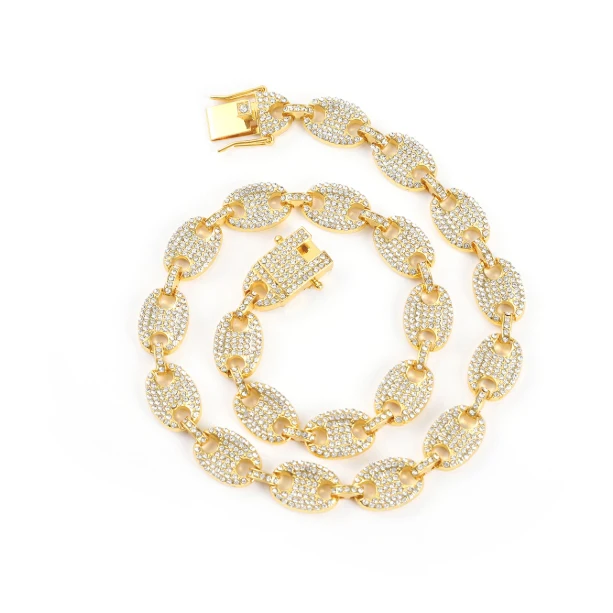Fashion Coffee Bean Cuban Link Chain Necklaces for Women  13mm Hip hop  Pig Nose Choker Necklace Jewelry Gifts