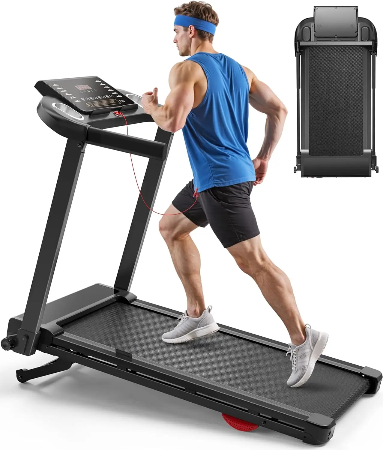 Foldable Home Treadmill with 18% Auto Incline, 350 lbs Weight Capacity, App Connectivity, Walking & Running Machine for Indoor Use