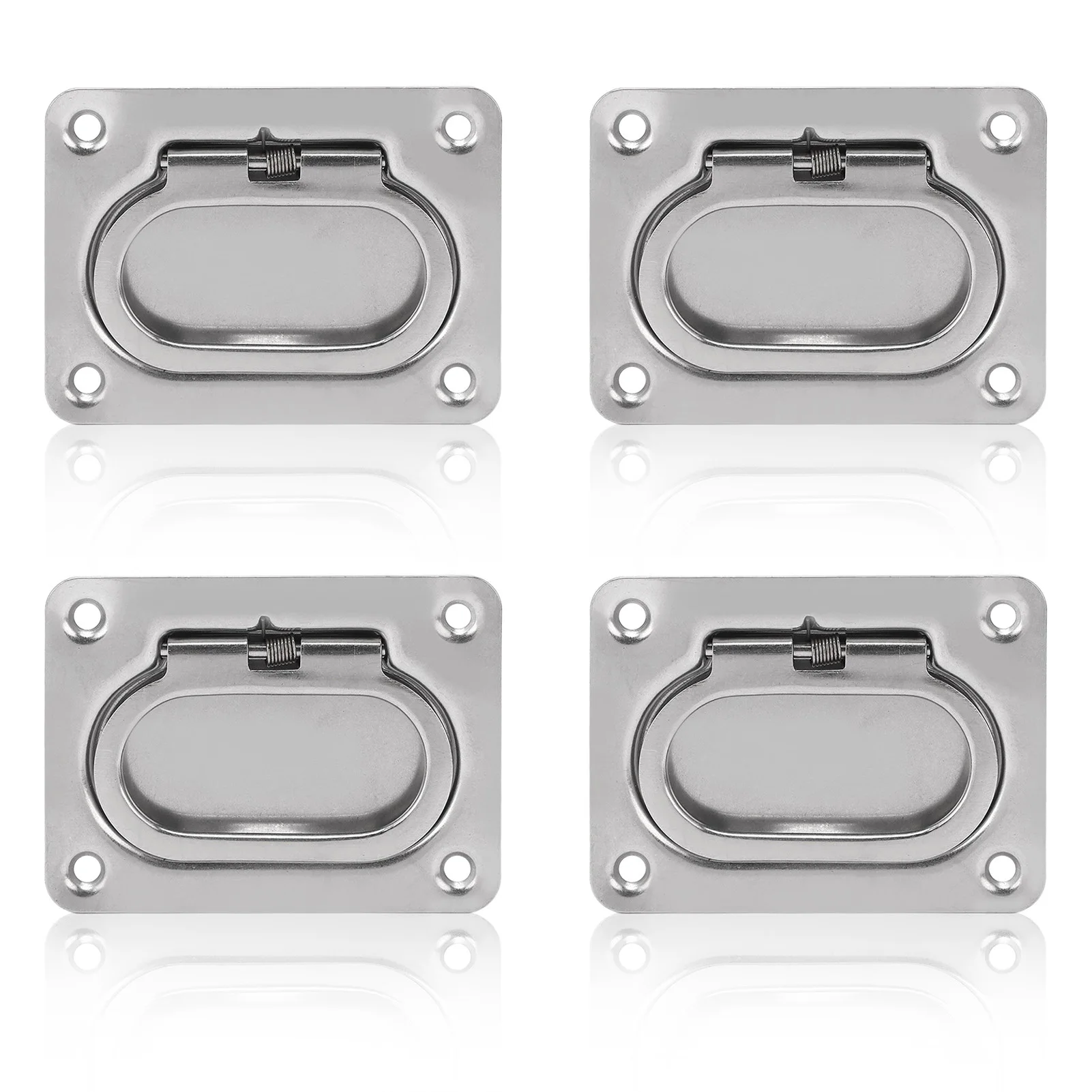 4Pcs Boat Flush Ring Pull Deck Lift Cover Handle 316 Stainless Steel Square for Boat Ship Flush Lifting Handle