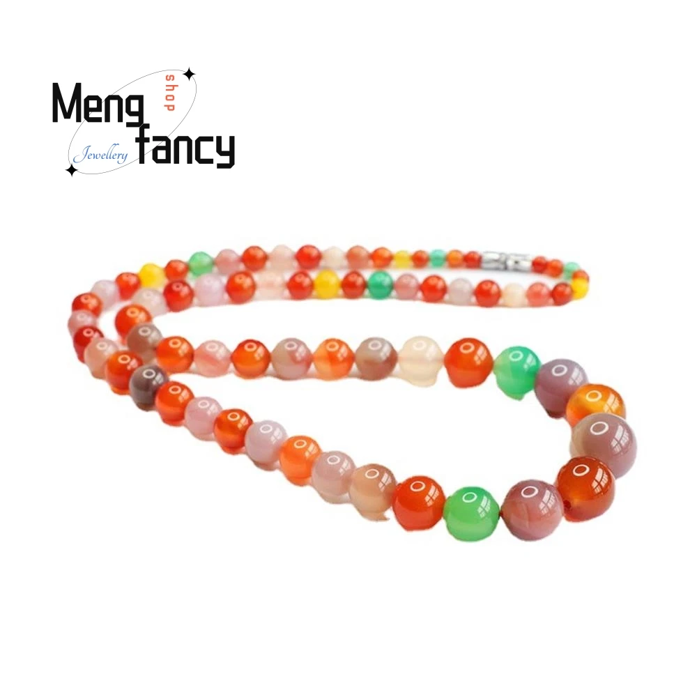 Natural Salt Source Agate Candy Tower Chain Crystal Colored Necklace Simple Elegant High-grade Fashion Fine Jewelry Holiday Gift