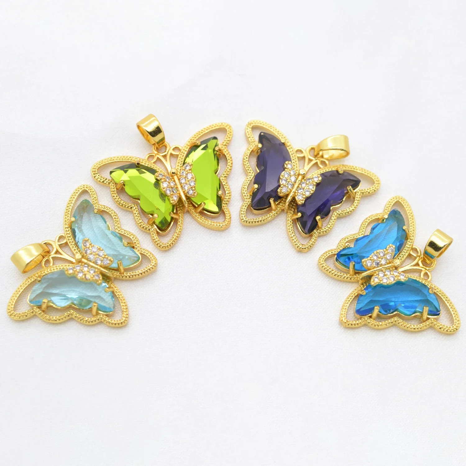 

Crystal Butterfly Pendants Charms Micro Inlay Zircon CZ Gold Color Charm DIY Necklaces Earrings Jewelry Making Supplies 1 Piece