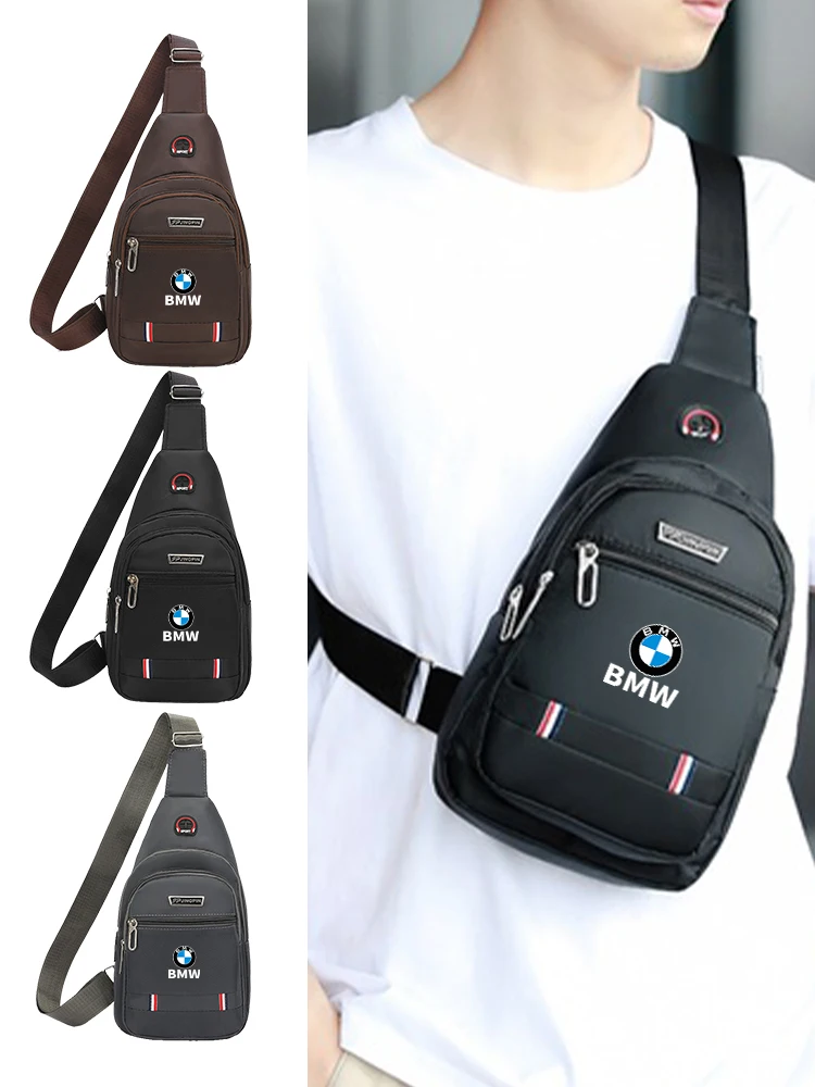 Logotipo do carro dos homens saco de peito bolsas saco da cintura crossbody fone de ouvido cabo