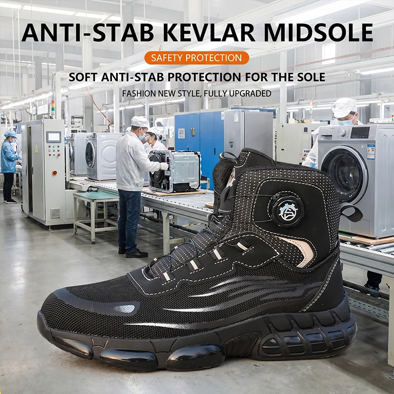 2026 Beliebte Sicherheitsschuhe mit Kunststoff-Zehenkappe und Kevlar-Zwischensohle, Arbeitsschuhe, Bergbaustiefel, Stoß- und Durchstichfest – Detail 8