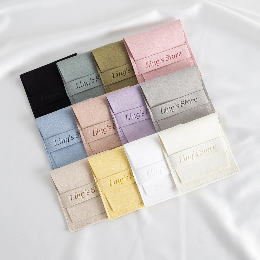 

100 шт. персонализированная подарочная сумка для ювелирных изделий из микрофибры, конфетный браслет, серьги, кольцо-гвоздик, кулон, упаковка, конверт для ногтей, органайзер, сумка