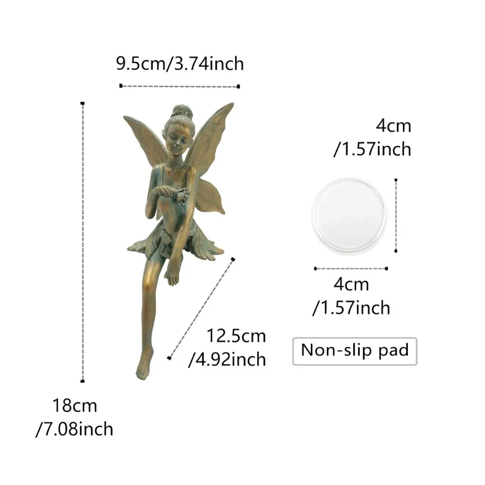 Creative Retro Sitting Flower Fairy Figurine Funny Resin Crafts Angel Wings Statue Handmade Fairy Sculpture Garden Decoration