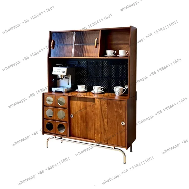 

French retro solid wood chest living room home sofa coffee side cabinet