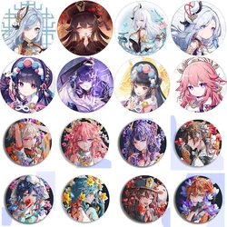 Game Genshin Impact 58mm Brooch Pin Shenhe Yun Jin Yae Miko Hu Tao Cosplay Badge Accessories Clothes Backpack Decoration Gifts